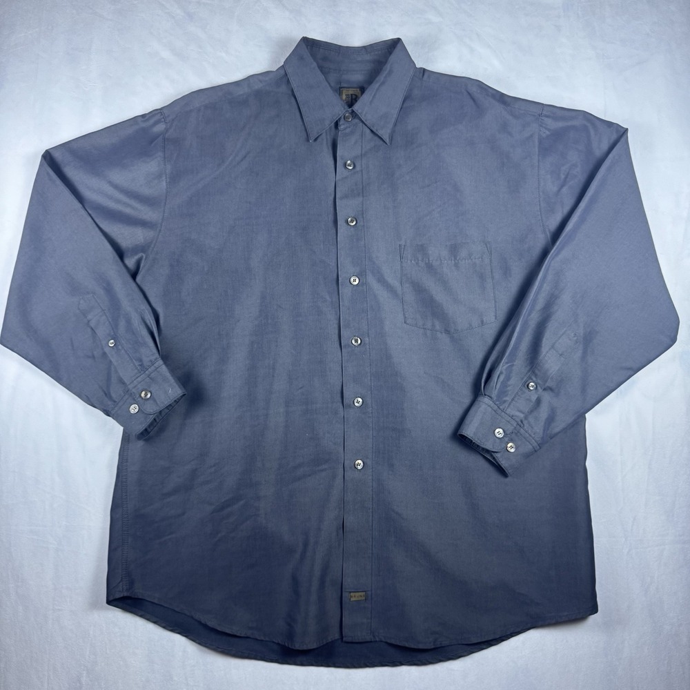 Vintage Bruno B Men's Long Sleeve Button Up Shirt Size 1X Grey Casual